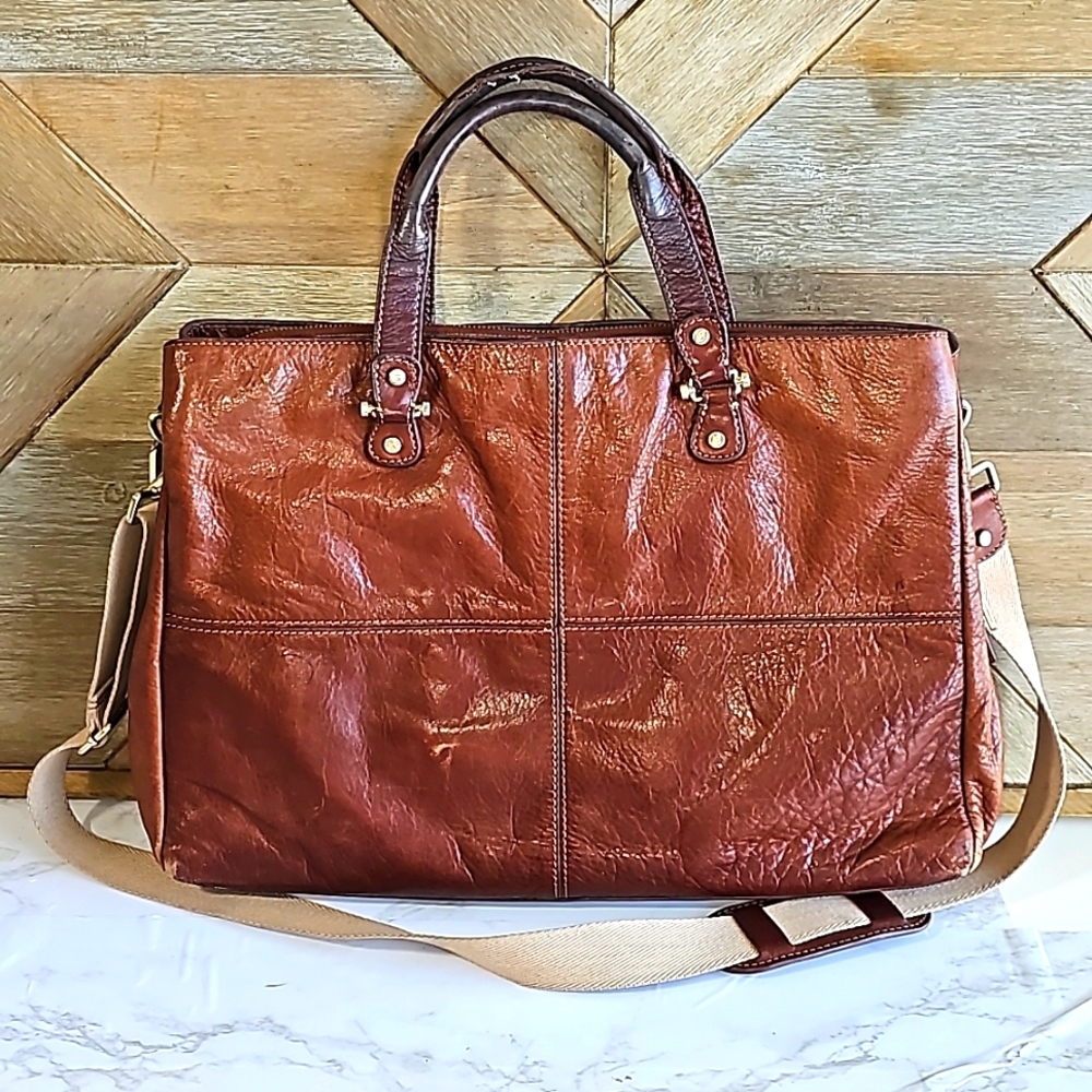 Liz Claiborne Brown Leather Messenger Bag